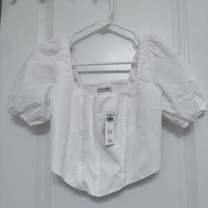 Abercrombie & Fitch White Puff Sleeve Blouse